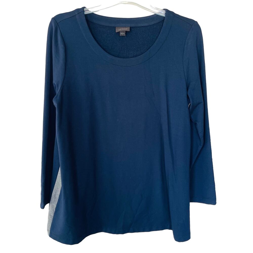 J. Jill Wearever Collection navy blue gray pullover size L